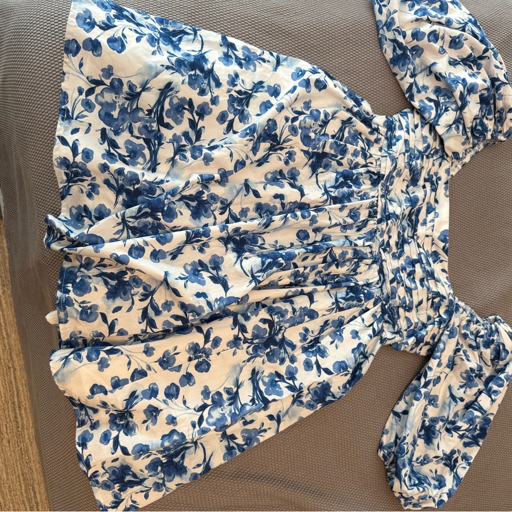 Floral Blue and White Dress
